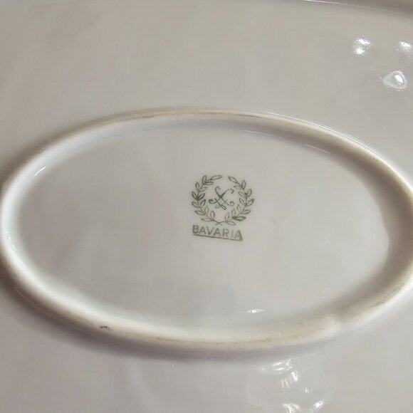 Bavaria Regency Oval Platter 14" scallop edge gold trim Germany vtg Winterling S - Picture 9 of 9